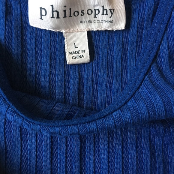 Philosophy Tank Top Scoop Neck Ribbed Sleeveless Blue Womens Size Large … - Picture 5 of 5